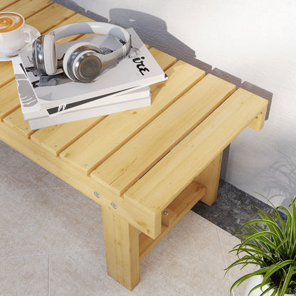 Outsunny Banco De Jardín De Madera De 2 Plazas Carga 250 Kg 110x38x35 Cm Natural_4