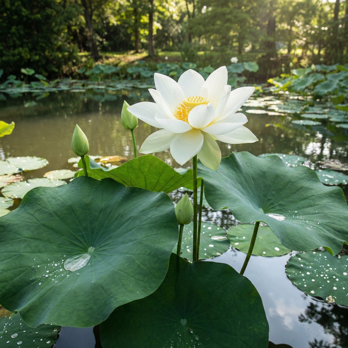 Loto Blanco - Nelumbo Nucifera - Set De 2 Con Cesta_1