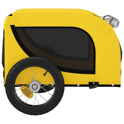 Vidaxl Remolque Bicicleta Mascotas Hierro Tela Oxford Amarillo Negro_5