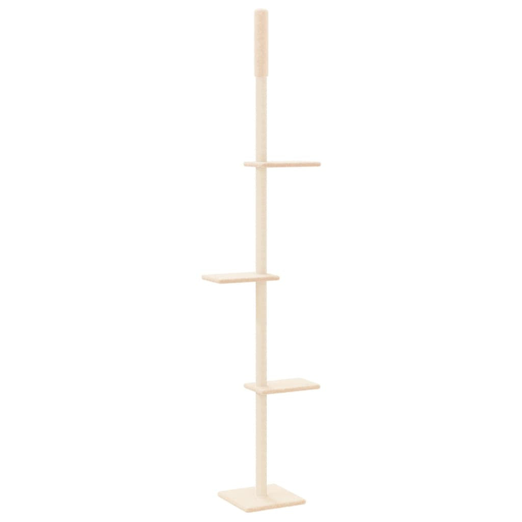Vidaxl Árbol Rascador Para Gatos De Suelo A Techo Crema 267,5-297,5 Cm_4