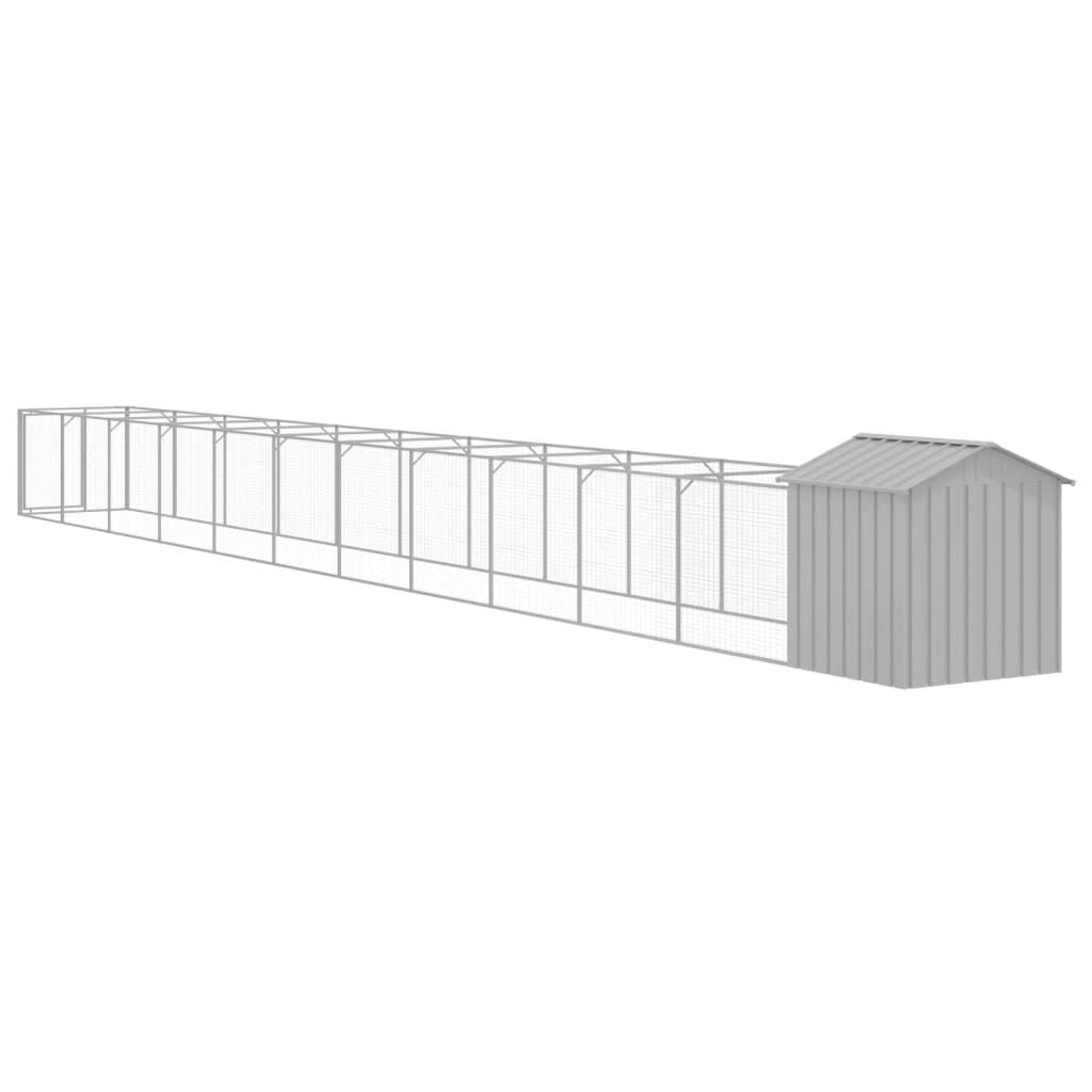 Vidaxl Caseta Perro Tejado Acero Galvanizado Gris Claro 117x1221x123cm_4
