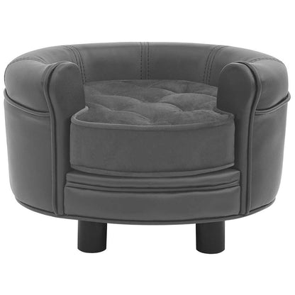 Vidaxl Sofá Para Perros Felpa Y Cuero Sintético Gris 48x48x32 Cm_1