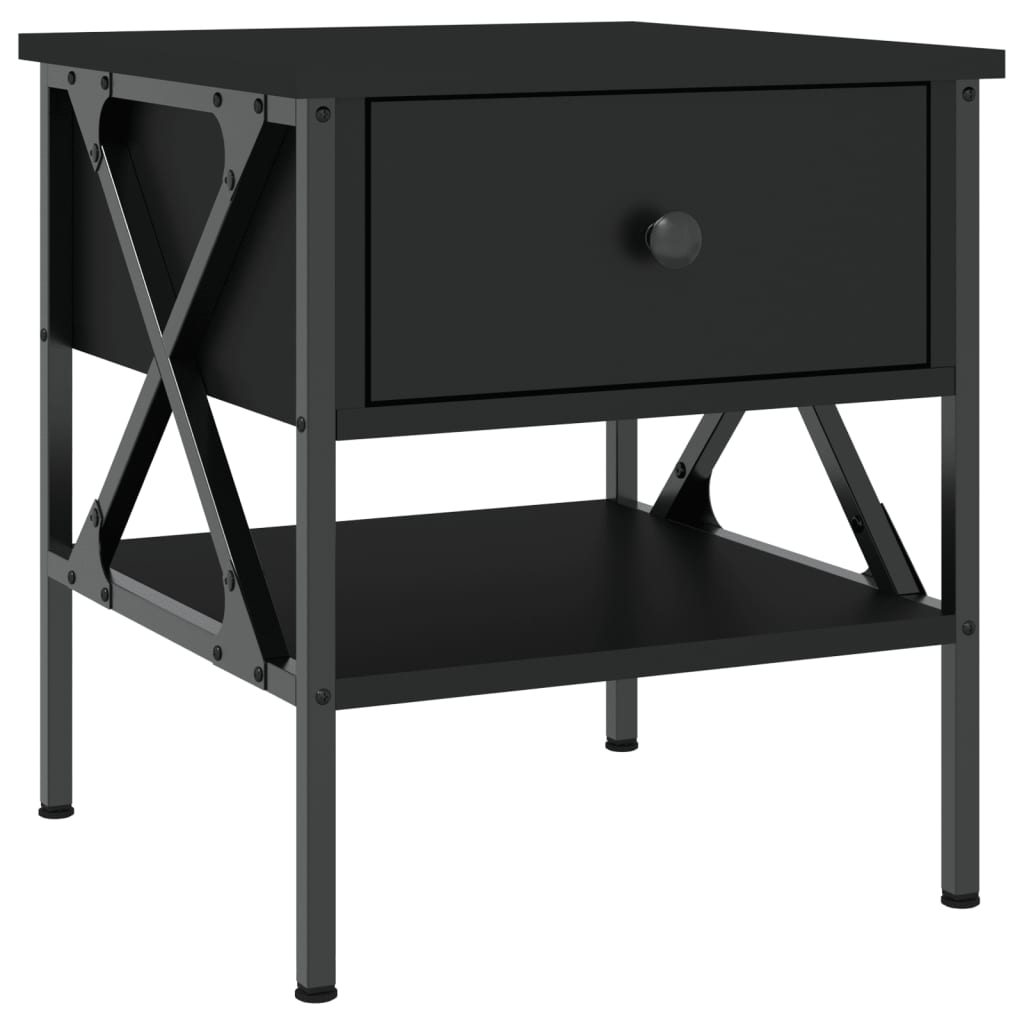 Mesita De Noche Madera De Ingeniería Negro 40x42x45 Cm_0