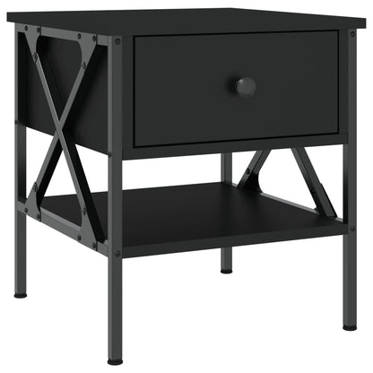 Mesita De Noche Madera De Ingeniería Negro 40x42x45 Cm_0