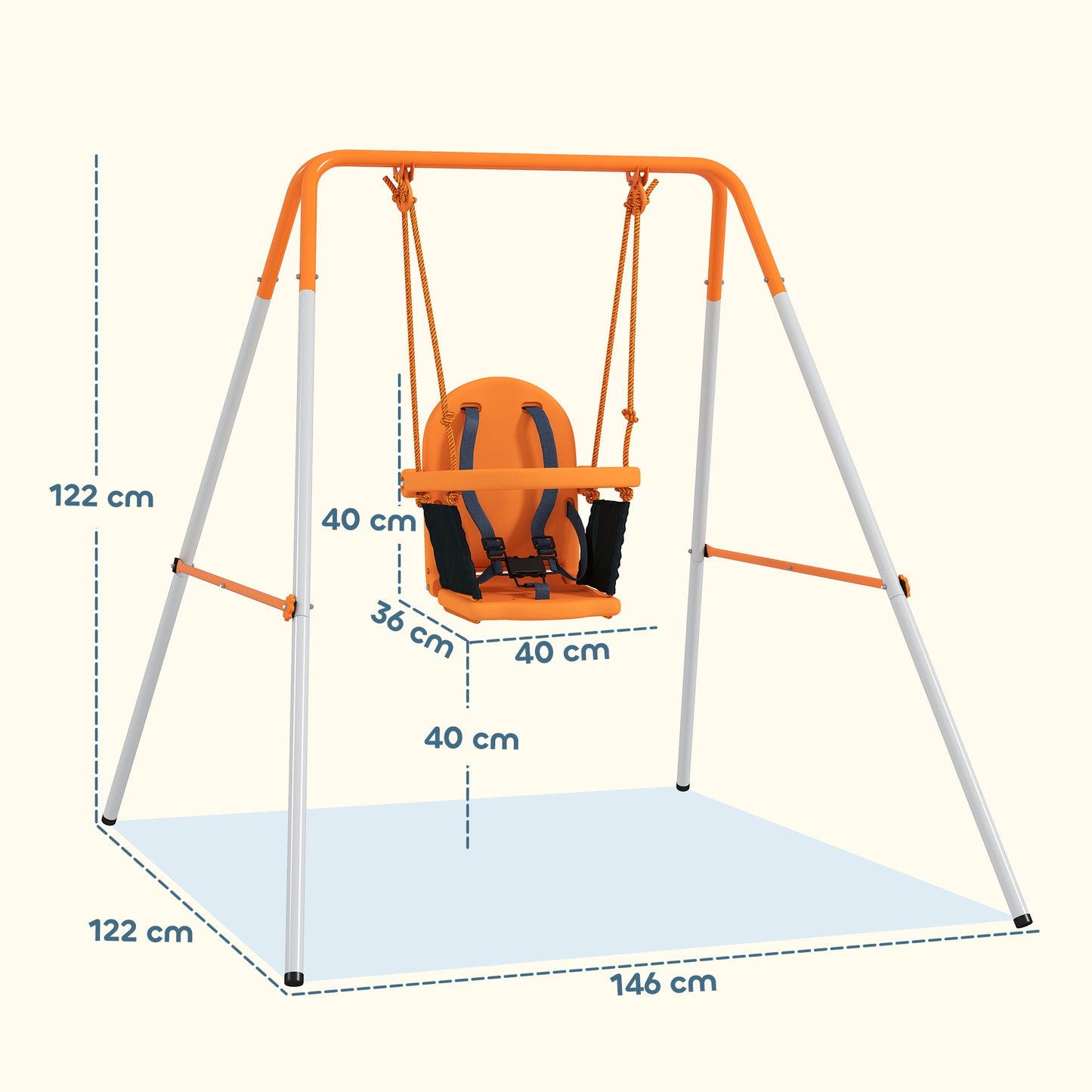 Outsunny Columpio Para Bebés Exterior De Acero Con Cinturón De Seguridad Naranja_2