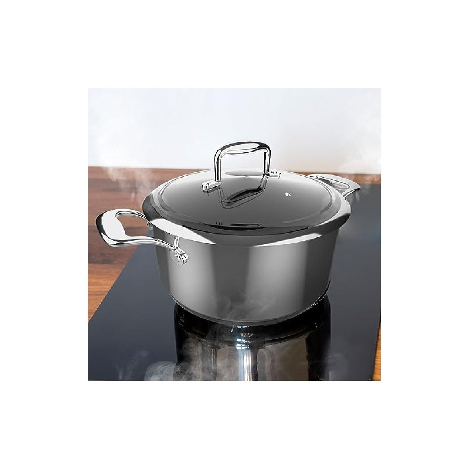 Olla Polka Classy 28 Pot Steel. Diámetro 28 Cm, Capacidad 7,5 L, Acero Inoxidable 18/10, Revestimiento Antiadherente, Asas Remachadas, Tapa De Crist_4