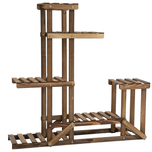 Outsunny Soporte Madera Flores Estantería De Macetas Con 6 Estantes 95x28x96,5cm_0