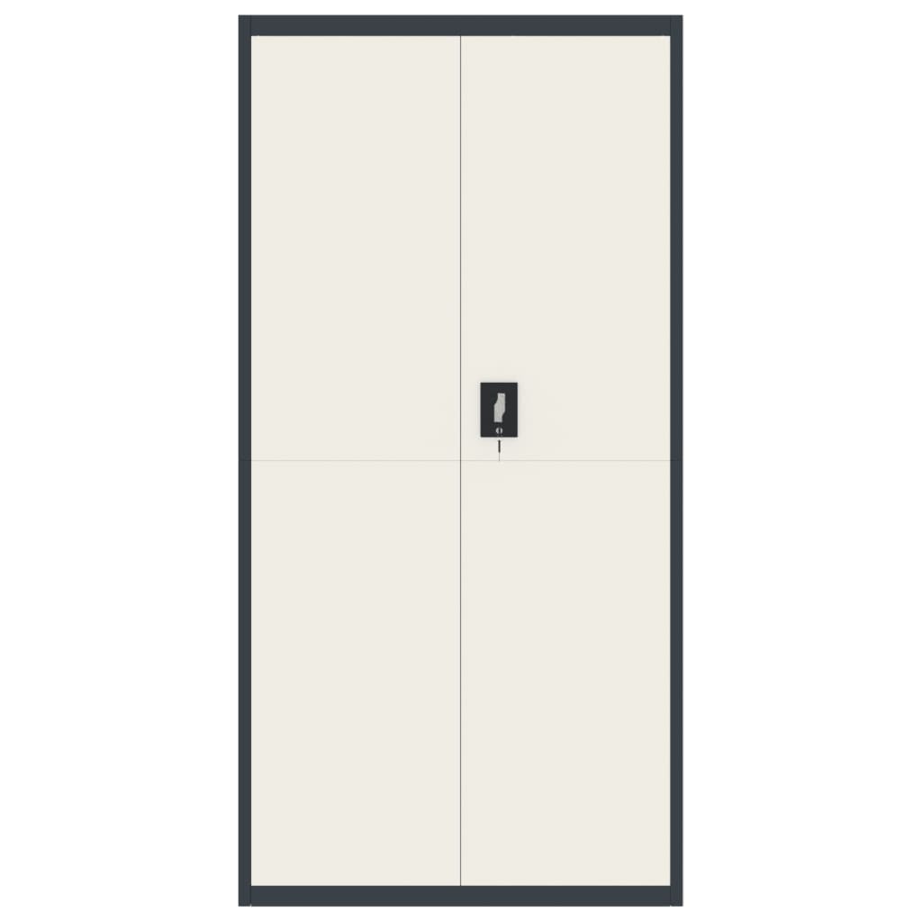 Armario Archivador De Acero Gris Antracita Y Blanco 90x40x180cm_2