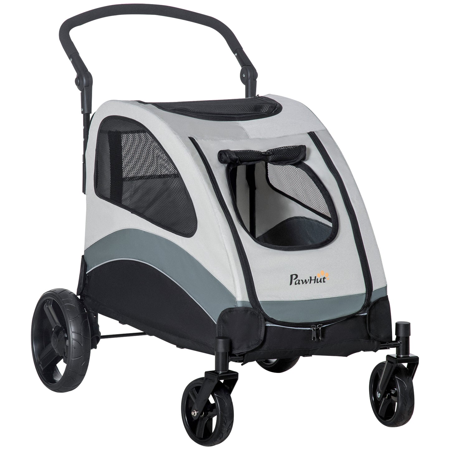 Pawhut Cochecito Para Perros Plegable Con 5 Ventanas 2 Puertas 107x67x102cm Gris_0