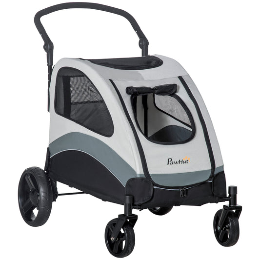 Pawhut Cochecito Para Perros Plegable Con 5 Ventanas 2 Puertas 107x67x102cm Gris_0