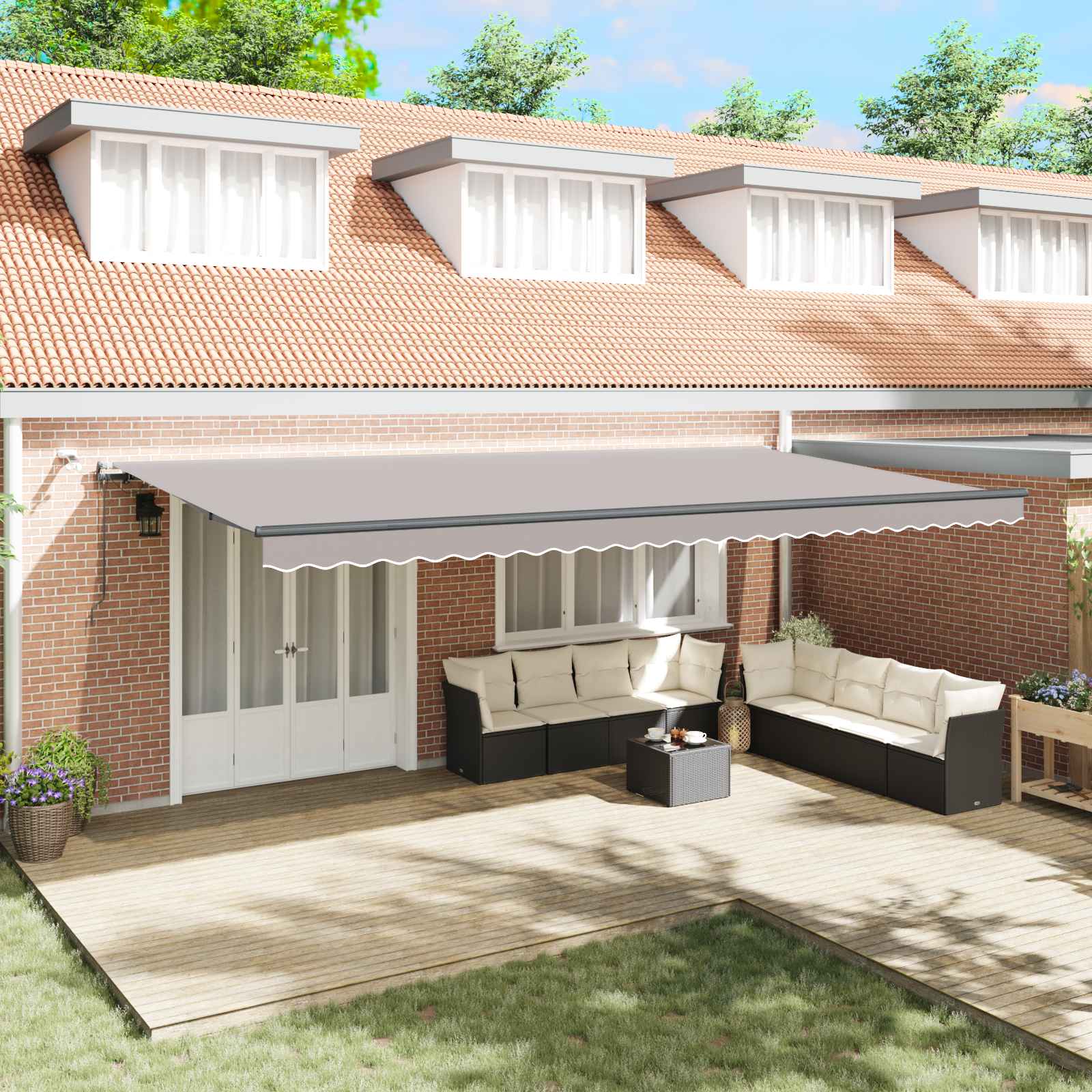 Toldo Retráctil Gris Claro 600 X 350 Cm Poliéster_1