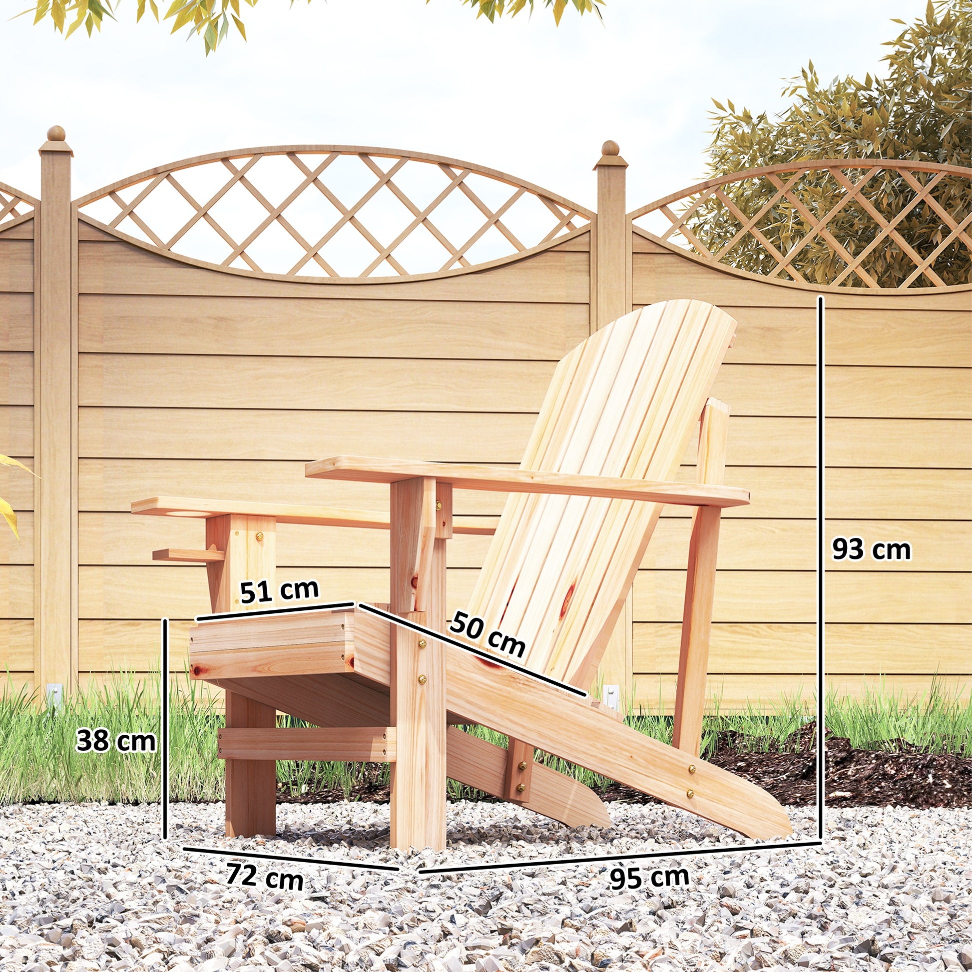 Outsunny Silla Adirondack Jardín De Madera Con Reposabrazos 72x95x93 Cm Natural_2
