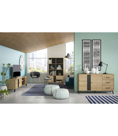 Mueble Televisión Natur 2 Puertas 2 Cajones Acabado Natural/bocamina, 180.5cm(ancho) 53.1_4