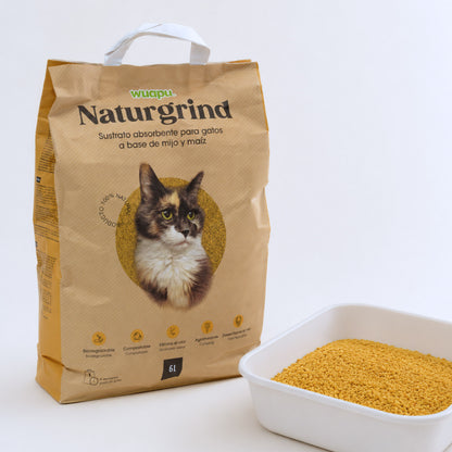 Sustrato Absorbente Wuapu Naturgrind Biodegradable Y Compostable Para Gato 3 Uds 17'5l_0