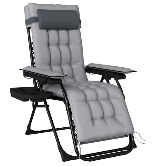 Outsunny Silla De Gravedad Cero Tumbona Reclinable Ajustable Y Plegable Gris_0