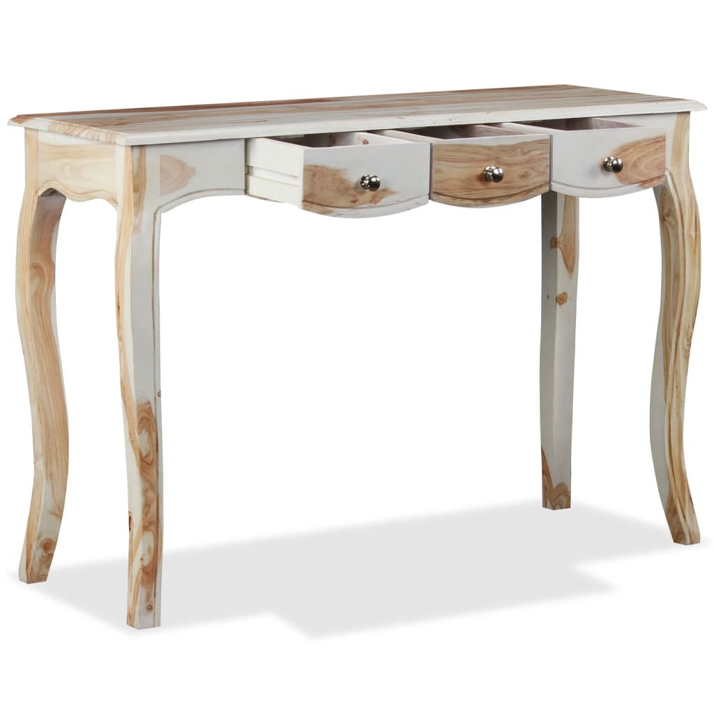 Mesa Consola Con 3 Cajones Madera Maciza Sheesham 110x40x76 Cm_4