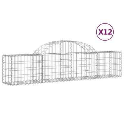 Cestas De Gaviones 12 Uds Forma De Arco Hierro 200x30x40/60 Cm_0