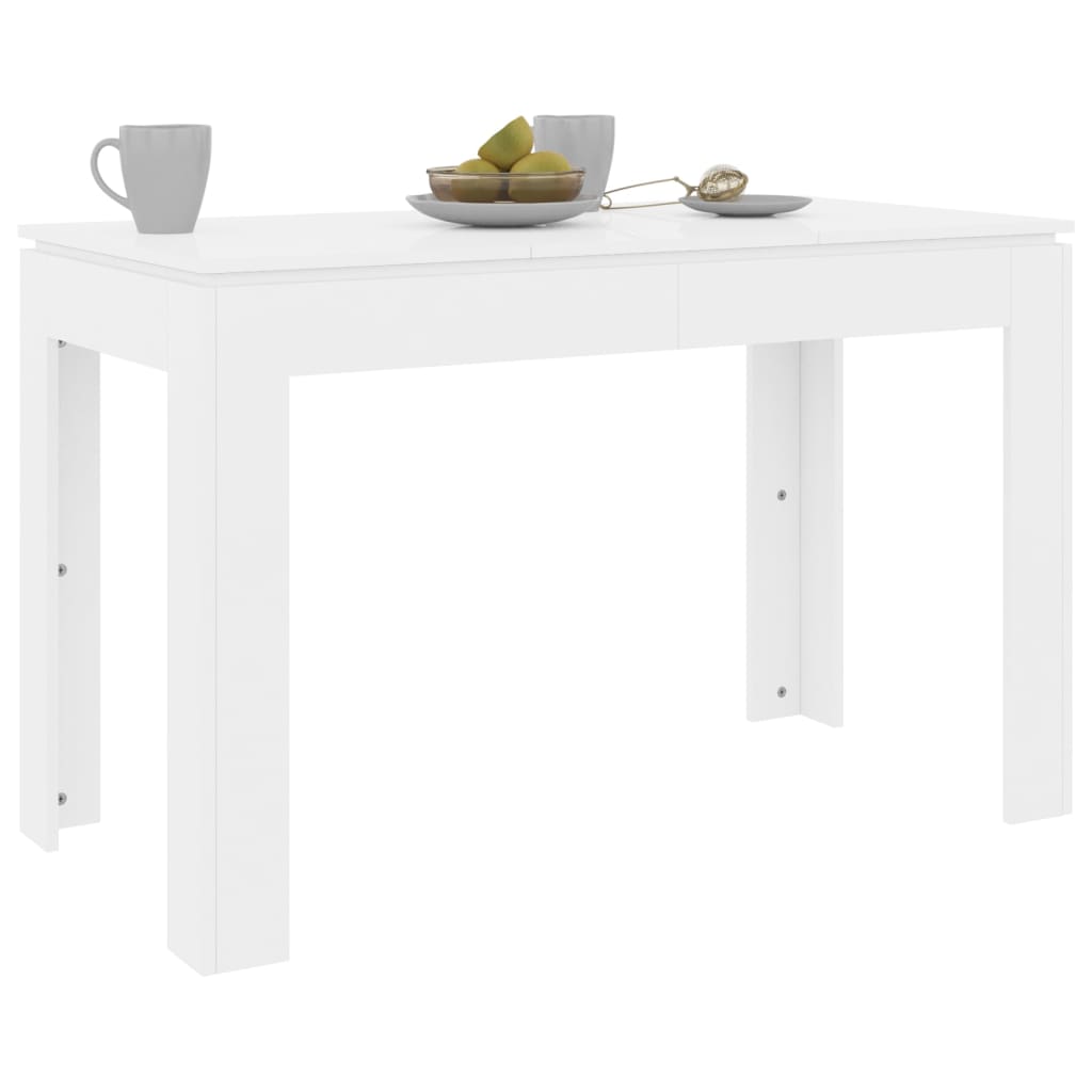 Mesa De Comedor Madera De Ingeniería Blanco Brillo 120x60x76 Cm_1