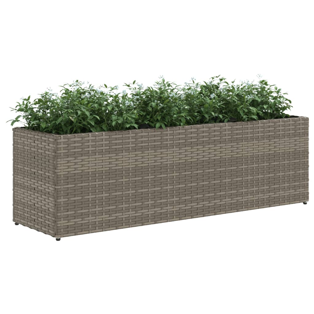 Jardineras Con 3 Maceteros 2 Uds Ratán Pe Gris 105x30x32 Cm_3