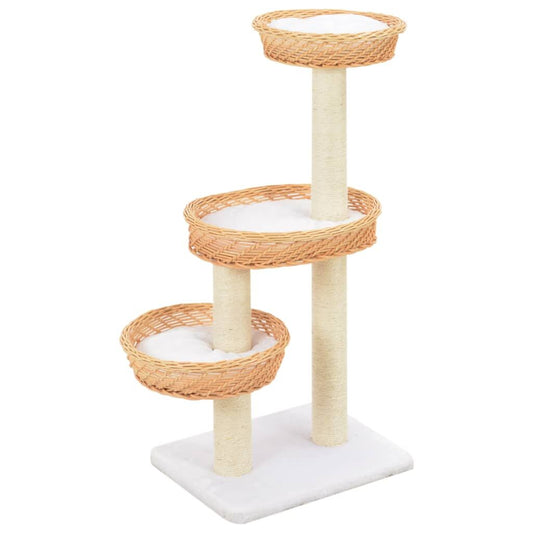 Vidaxl Rascador Para Gatos Con Poste De Sisal Madera Natural De Sauce_0