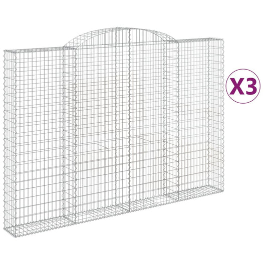 Cestas De Gaviones 3 Uds Forma De Arco Hierro 300x30x200/220 Cm_0