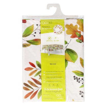 Mantel Hule Rectangular Hojas Otoño Impermeable Antimanchas Pvc 140x250 Cm.  Recortable Uso Interior Y Exterior_2