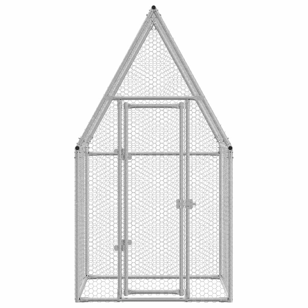 Vidaxl Jaula Para Gallinas Acero Galvanizado Plateado 100x100x190 Cm_3