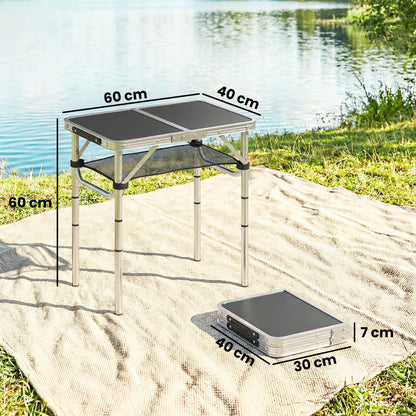 Outsunny Mesa Plegable Camping 60x40x60 Cm Altura Ajustable En 4 Niveles Negro_2
