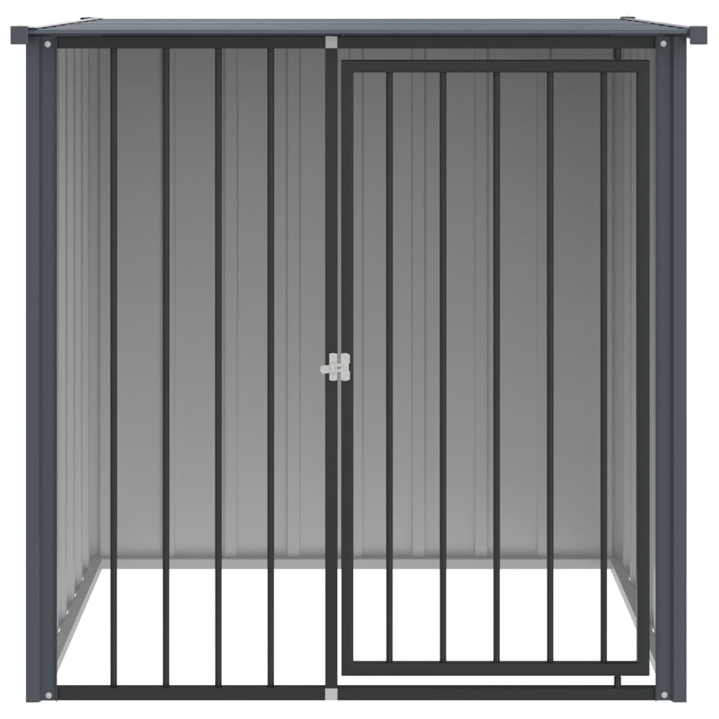 Caseta Perros Con Tejado Acero Galvanizado Negro 110x103x109 Cm_2