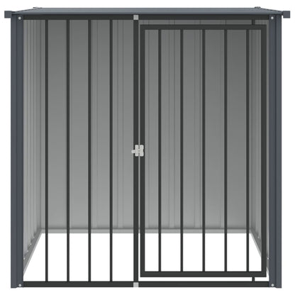 Caseta Perros Con Tejado Acero Galvanizado Negro 110x103x109 Cm_2