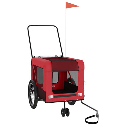 Remolque De Bicicleta Mascotas Hierro Tela Oxford Rojo Negro_2