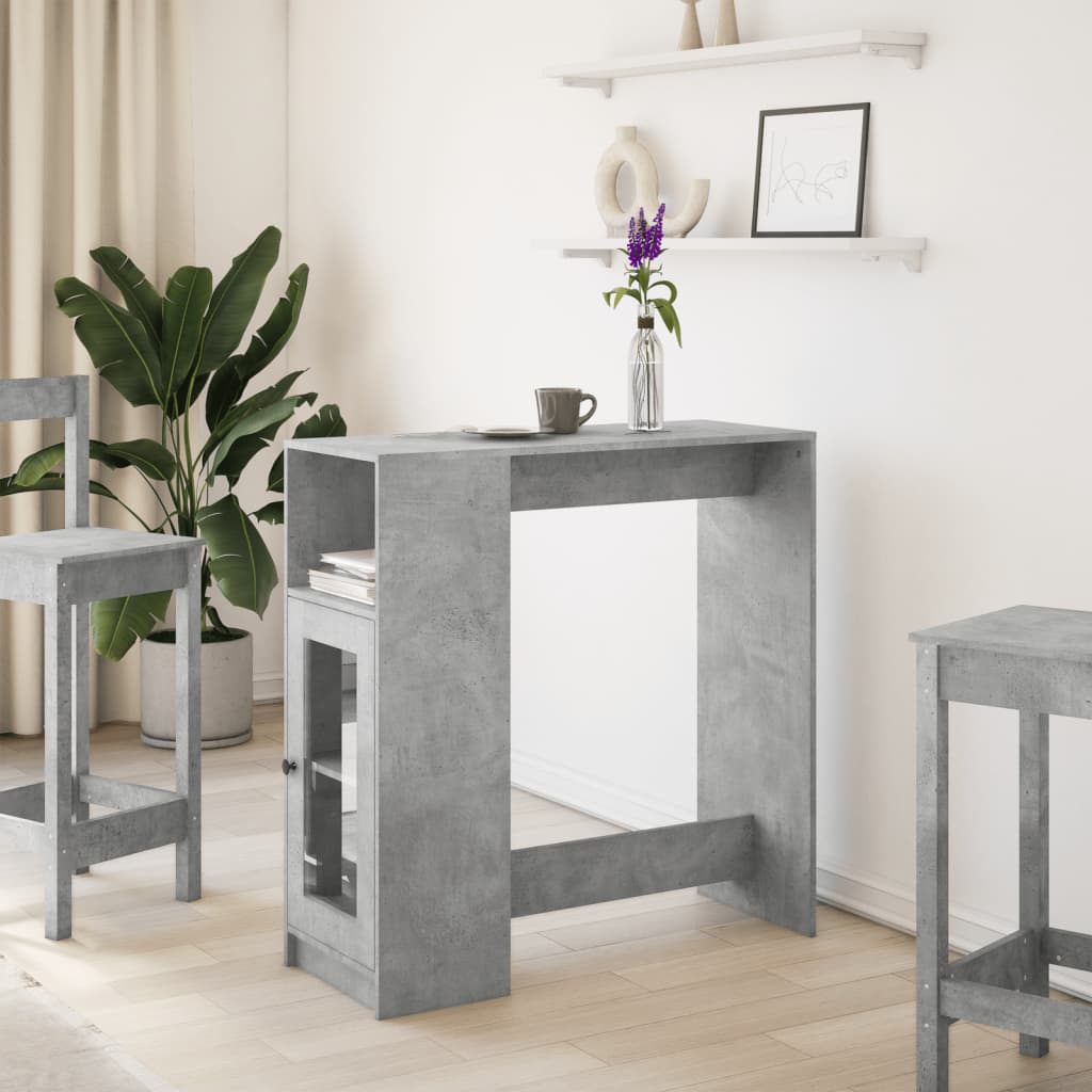 Mesa Alta Bar Con Estantes Madera Gris Hormigón 101x40x103,5 Cm_1