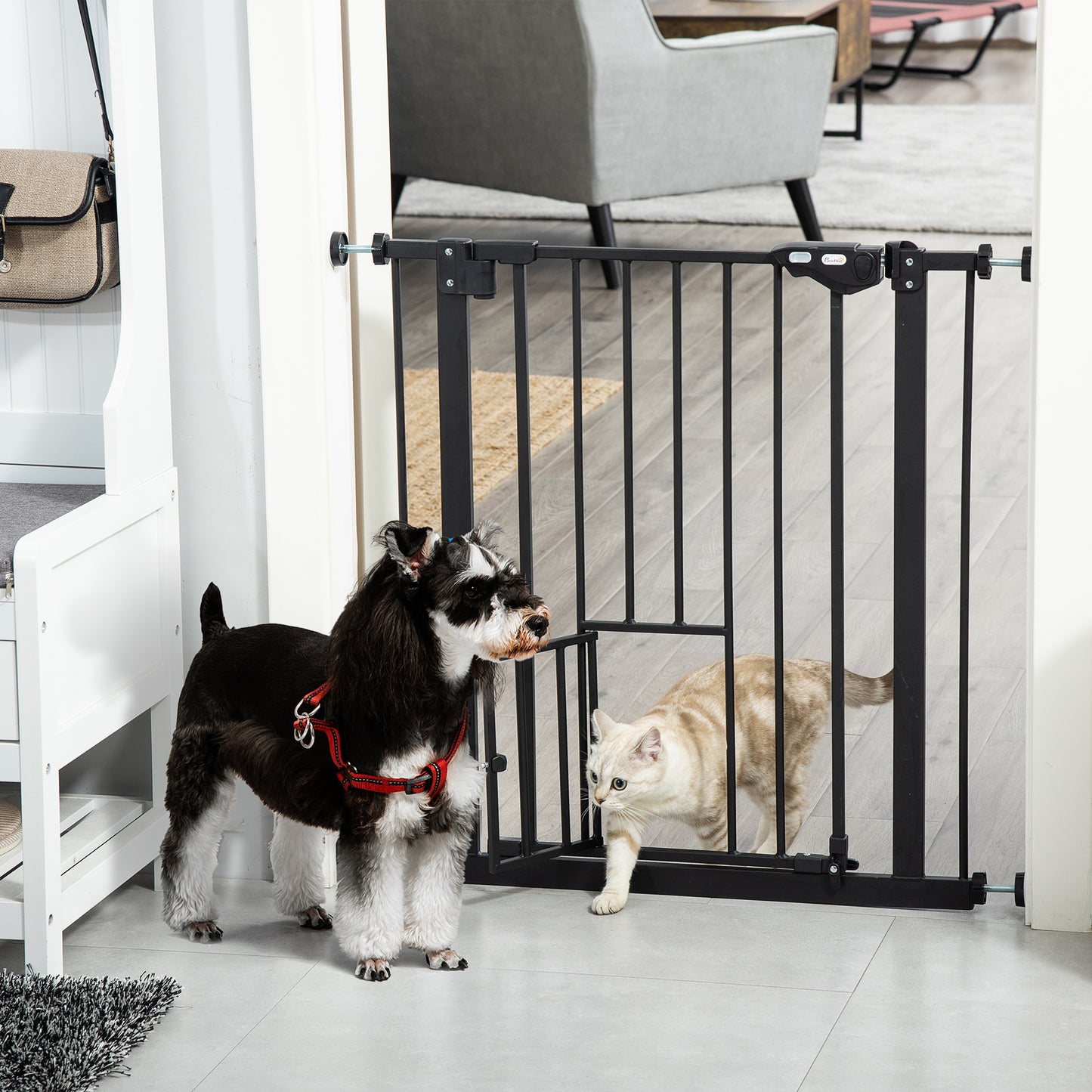 Pawhut Barrera De Seguridad Para Perros Extensible 74-80x76,2 Cm Negro_1