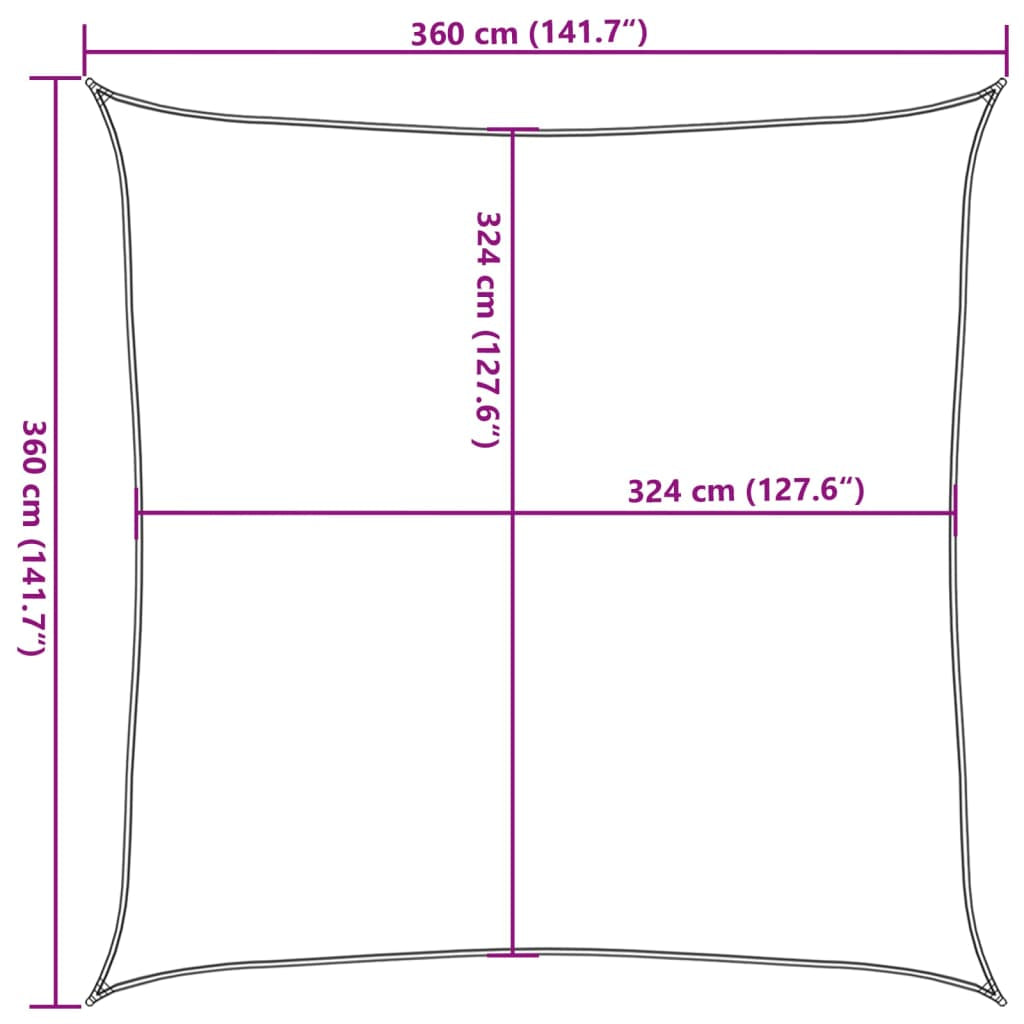 Vidaxl Toldo De Vela Cuadrado Hdpe 3,6x3,6 M Crema_2