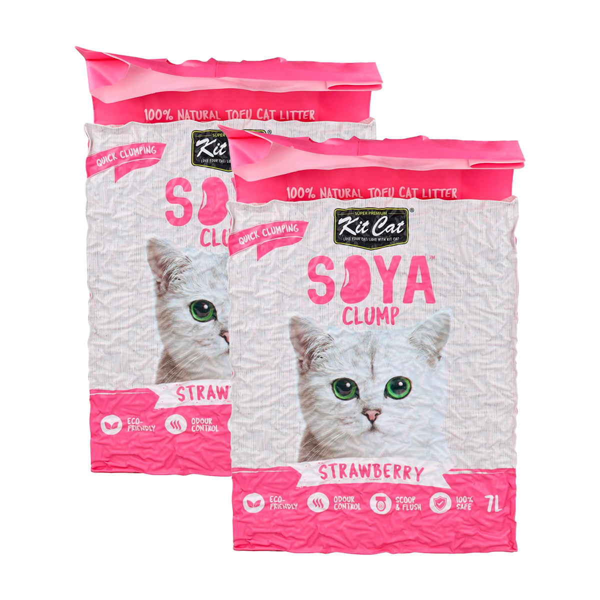 Pack 2x Kit Cat Arena Eco SoyaClump Pack Ahorro - Strawberry 7 L Arena para gatos