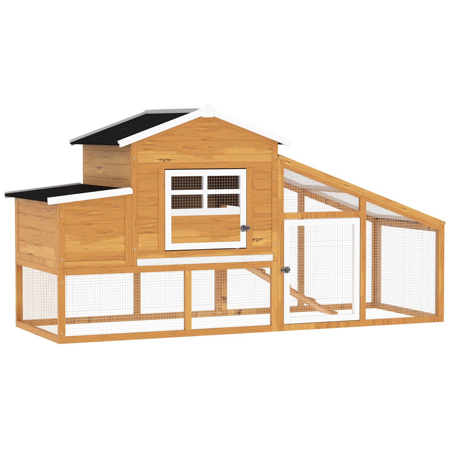 Pawhut Gallinero Madera Exterior Con Corral De Alambre Techos Asfálticos Marrón_0