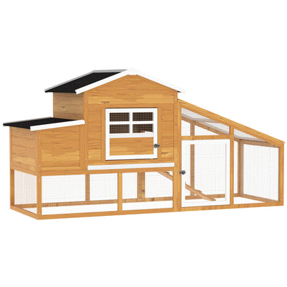 Pawhut Gallinero Madera Exterior Con Corral De Alambre Techos Asfálticos Marrón_0