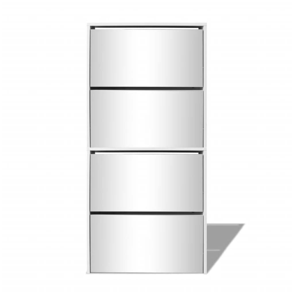Vidaxl Mueble Zapatero 4 Compartimentos Espejo Blanco 63x17x134 Cm_3