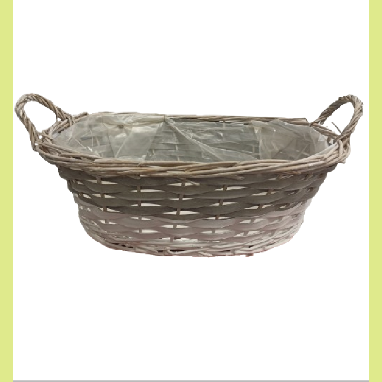 Cesta De Mimbre Gris Y Blanca 35 X 27 X 11 Cm_0