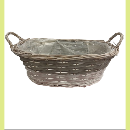 Cesta De Mimbre Gris Y Blanca 35 X 27 X 11 Cm_0