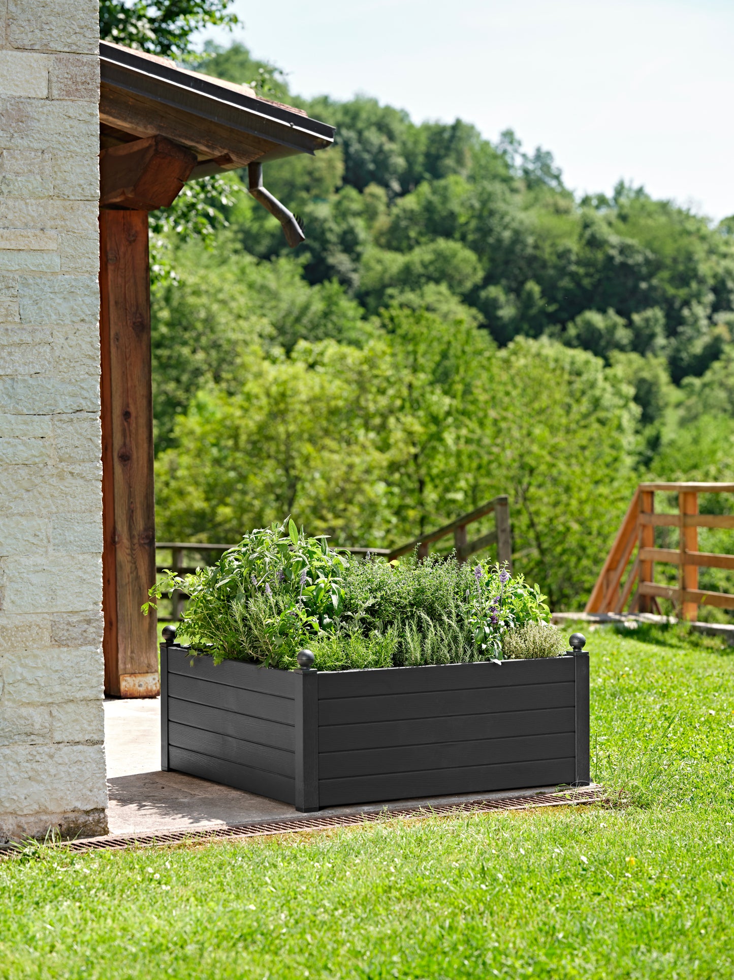 Teraplast Macetero De Plástico Reciclado Trama Antracita 100x42cm_2