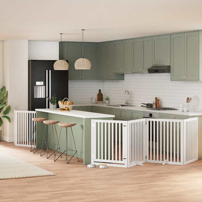 Vidaxl Puerta De Perros Plegable 8 Paneles Madera Álamo Blanca 640 Cm_1