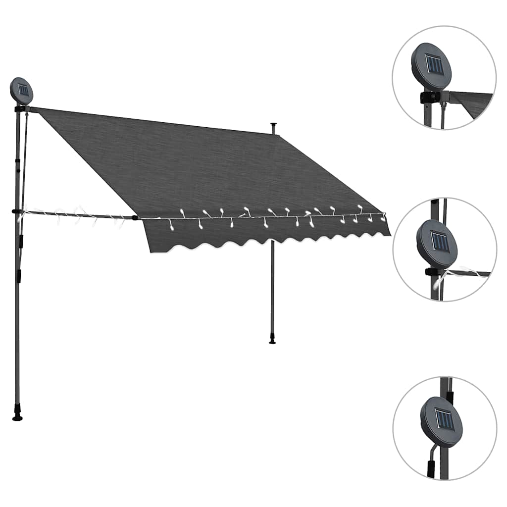 Toldo Manual Retráctil Con Led Gris Antracita 300 Cm_2