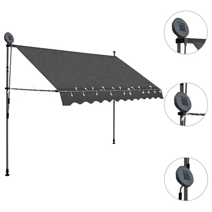 Toldo Manual Retráctil Con Led Gris Antracita 300 Cm_2