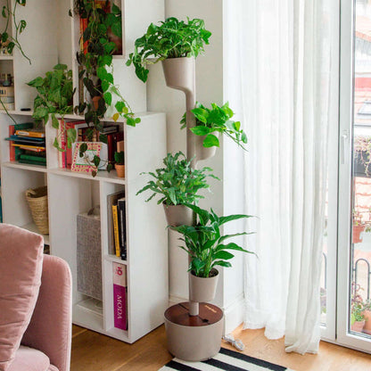 Macetero Vertical Citysens Con Riego Inteligente De 4 Macetas Color Corteza De Pino, Con 4 Plantas De Regalo_2