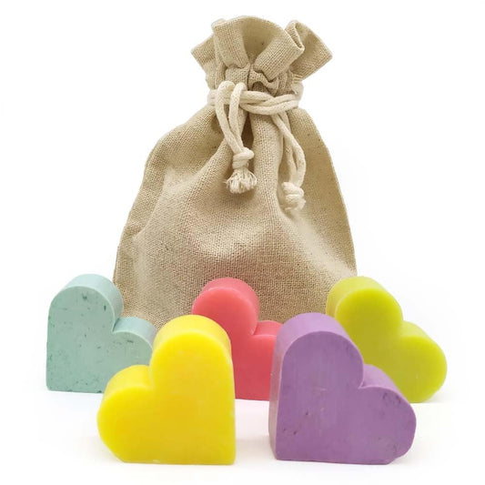 Bolsa De Yute Con 5 Jabones - Aroma Surtidos- Jabón De Glicerina Con Forma De Corazón - Detalle Para Invitados_0