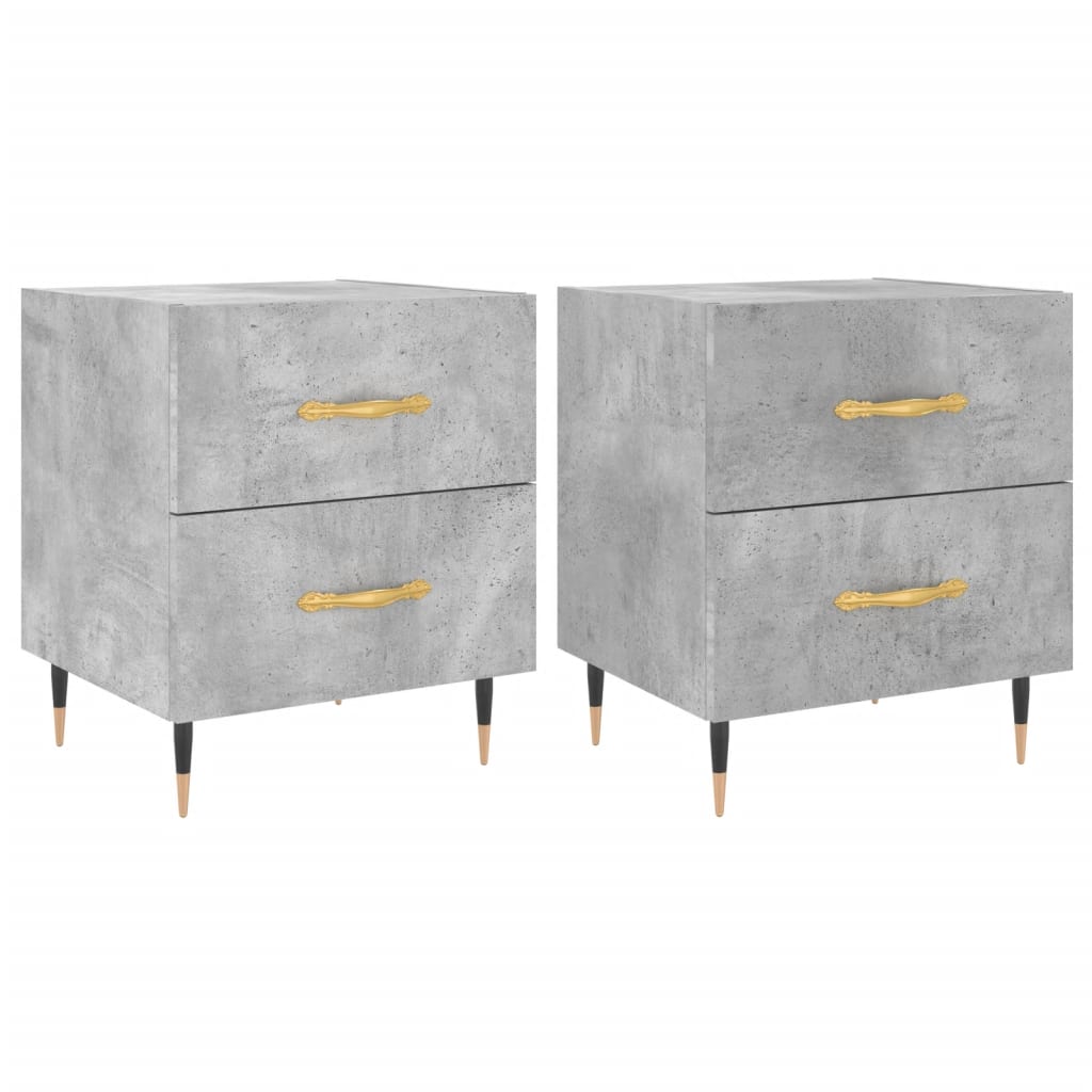 Mesita Noche 2 Uds Madera Ingeniería Gris Hormigón 40x35x47,5cm_0