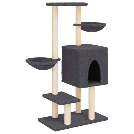 Vidaxl Rascador Para Gatos Con Postes De Sisal Gris Oscuro 117 Cm_0