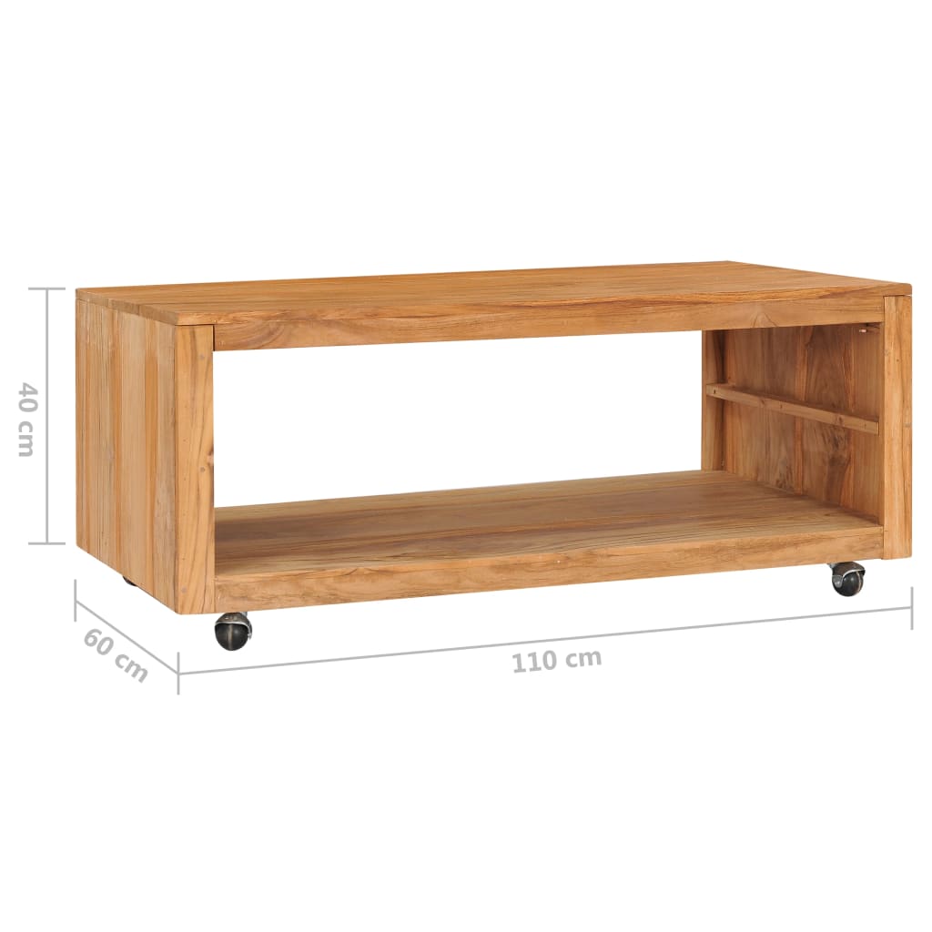 Mesa De Centro De Madera Maciza De Teca 110x60x40 Cm_4