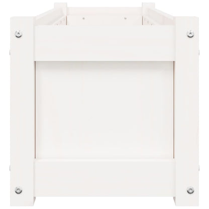 Jardinera De Madera Maciza De Pino Blanca 90x31x31 Cm_5